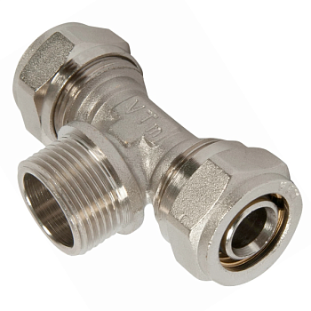 Тройник комбинированный, AQUATTRO, обжимxНР(M), латунь