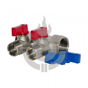 Коллектор с шаровыми кранами FMM 3/4" х 1/2", красн + син ручки
