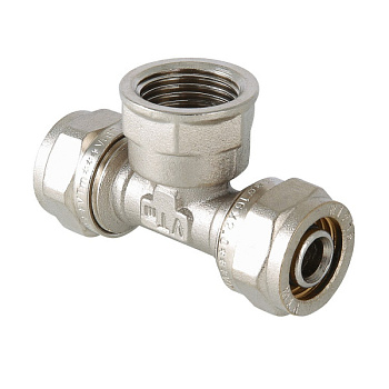 Тройник комбинированный, AQUATTRO, обжимxВР(F), латунь