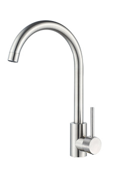 Смеситель для кухни OKATANA OK01-0015 одноруч, с высоким изливом 20,5 см, гайка, нерж [1/10]