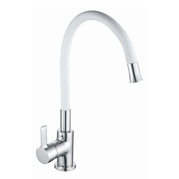 Смеситель для кухни OUTE T9113B одноруч, с гибким изливом, гайка, нерж, бел [1/10]