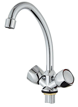 Смеситель для кухни AQUATTRO Q01-1050 двуруч,с высок изливом 12 см,гайка, б/подводки [2/20]