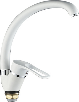 Смеситель для кухни AQUATTRO Q01-4051 одноруч, выс изл 19 см, без подводки, белый [1/10]