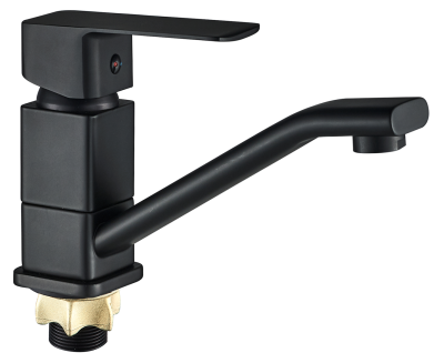 Смеситель для кухни ALOUTE A1003DH одноруч,с корот излив 14,5см,гайка,черн мат[1/10]