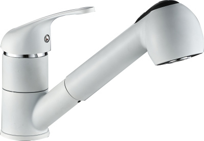 Смеситель для кухни AQUATTRO Q01-2852 одноруч, длин изл 22 см, с выдвиж лейкой,без подвод, бел[1/10]