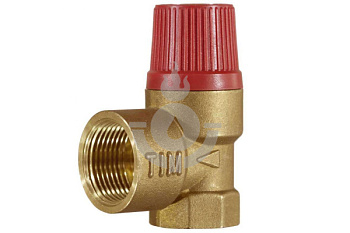 Клапан предохранительный мембранный, TIM, ВР(F), 1/2", 1,5 атм, красный, латунь[10/60]