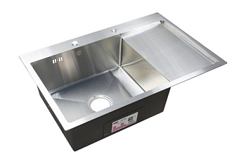 Мойка нержавеющая врезная OKATANA 780х510х200х0,8, с сушилкой справа,квадрат,сатин [1/3]