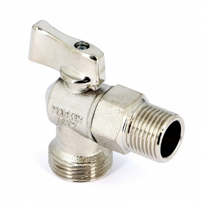 Кран сантехнический угловой TIM DN-15 НхН(MM 1/2"), отраж, руч, никель[1/60]