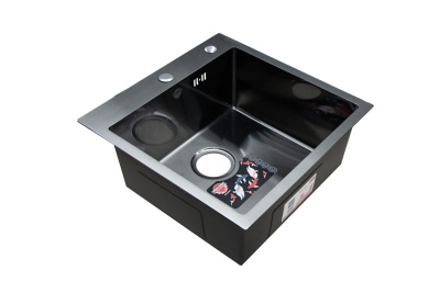 Мойка нержавеющая врезная OKATANA 500х500х200х0,8, квадрат графит [1/4]