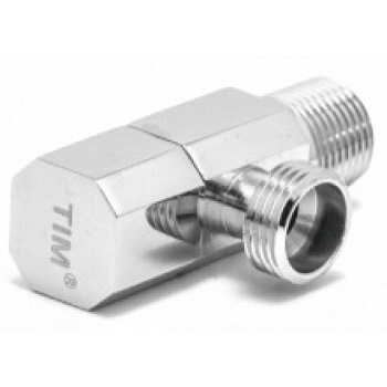 Кран сантехнический угловой TIM DN-15 НхН(MM 1/2"), отраж, руч, хром[1/50]