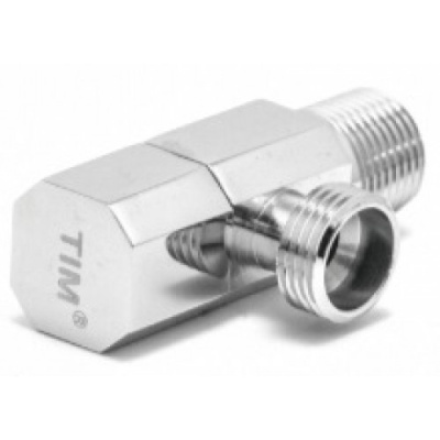 Кран сантехнический угловой TIM DN-15 НхН(MM 1/2"x3/4"), отраж, руч, хром[1/50]