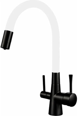 Смеситель для кухни OUTE T60003BH-0 одноруч, с высоким гибким изливом, выход фильтр, белый [1/5]