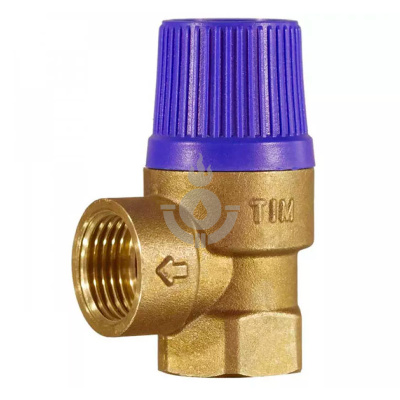 Клапан предохранительный мембранный, TIM, ВР(F), 1/2"х3/4", 8 атм, синий, латунь[10/60]