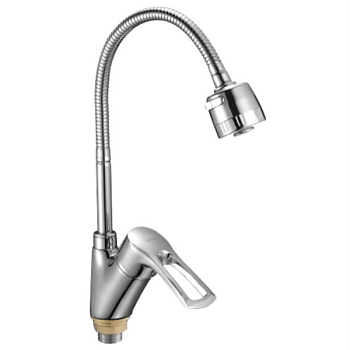 Смеситель для кухни OUTE T4813B-8 одноруч, с высоким изливом 35 см, гибкий, гайка [1/12]