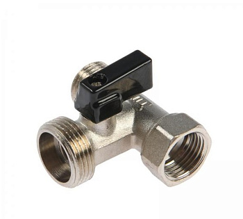 Кран трехходовой (стиральной машины) TIM DN-15 НхНхВ(MMF 1/2"x3/4"x1/2"), комп, руч, никель[25/100]