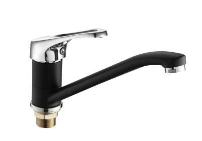 Смеситель для кухни AQUATTRO Q01-3152 одноруч, кор/изл 14см, гайка, чер мат, б/подв [1/10]