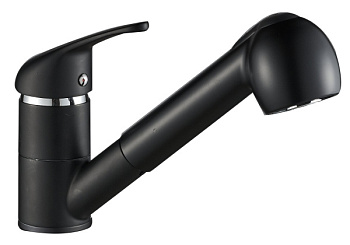 Смеситель для кухни AQUATTRO Q01-2851 одноруч, длин изл 22 см, с выдвиж лейкой,без подвод,черн[1/10]