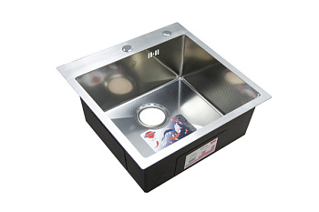 Мойка нержавеющая врезная OKATANA 500х500х200х0,8, квадрат сатин с тиснением [1/4]