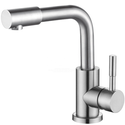 Смеситель для умывальника OUTE T40371 одноруч, излив 15 см, гайка, нерж [1/10]