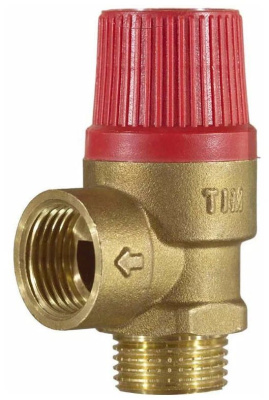 Клапан предохранительный мембранный, TIM, ВР(F)хНР(M), 1/2", 6 атм, красный, латунь[10/60]