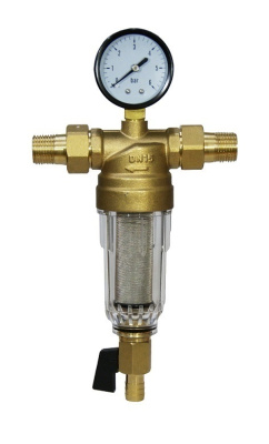 Фильтр промывной с манометром, латунь