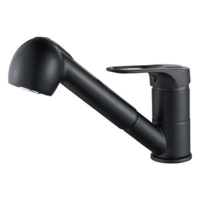 Смеситель для кухни ALOUTE A3133Н одноруч,с длин излив 22см,гайка,выдвиж лейка,черн мат[1/10]