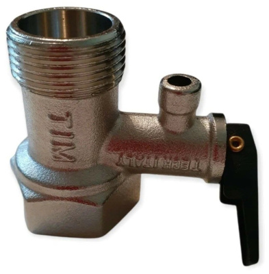 Клапан предохранительный, TIM, ВР(F)хНР(M), 3/4", 7 бар, для бойлера с ручкой сброса, латунь[10/100]