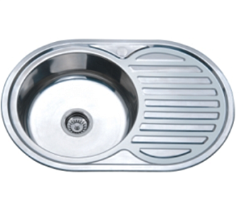 Мойка нержавеющая врезная AQUATTRO 770х500х160х0,6, с сушилкой справа,овальная,глянцевая[1/12]