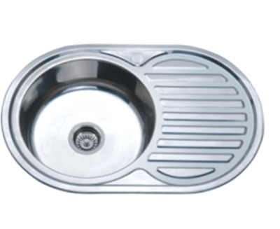 Мойка нержавеющая врезная AQUATTRO 770х500х160х0,6, с сушилкой справа,овальная,глянцевая[1/12]
