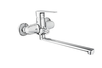 Смеситель для ванны OKATANA OK01-0013 одноруч, с плоским изливом 35 см, с переключ [1/10]