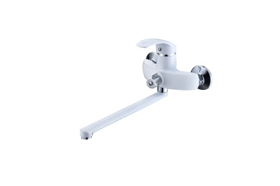 Смеситель для ванны AQUATTRO Q01-3401 одноруч, с плоским изливом 30 см, бел мат [1/10]