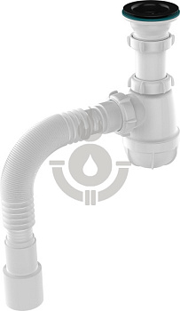 Сифон для кухни AQUATTRO 1 1/2"х40, чёрная мет.решетка, с т/г 40х40/50 [1/30]