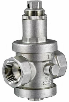 Редуктор давления TIM ВхВ(FF 3/4"), под манометр, никель[1/30]