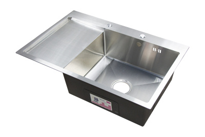 Мойка нержавеющая врезная OKATANA 780х510х200х0,8, с сушилкой слева,квадрат,сатин [1/3]