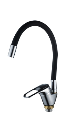 Смеситель для кухни AQUATTRO Q01-3154 одноруч, с гибким изл 16 см, без подводки, черный[1/10]