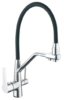 Смеситель для кухни ALOUTE A60613-2 одноруч,с гибк излив21см,вых под фильтр,гайка,эко-алюм,хром[1/5]