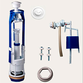 Арматура для бачка AQUATTRO кноп пласт, бок под унив клап, стоп-слив, выс 300-400, комп [1/20]