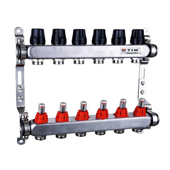 Коллекторная группа 1" квадрат, с расходомерами, без торцевых кранов, нерж