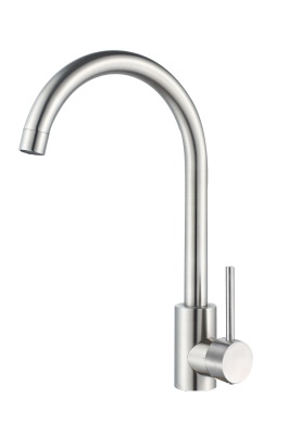 Смеситель для кухни OKATANA OK01-0015 одноруч, с высоким изливом 20,5 см, гайка, нерж [1/10]