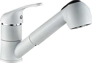 Смеситель для кухни AQUATTRO Q01-2852 одноруч, длин изл 22 см, с выдвиж лейкой,без подвод, бел[1/10]