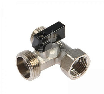 Кран трехходовой (стиральной машины) TIM DN-15 НхНхВ(MMF 1/2"x3/4"x1/2"), комп, руч, никель[25/100]