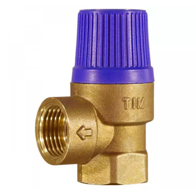 Клапан предохранительный мембранный, TIM, ВР(F), 1/2"х3/4", 8 атм, синий, латунь[10/60]