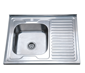 Мойка нержавеющая накладная AQUATTRO 800х600х180х0,8, с сушилкой справа,квадрат,матовая[1/10]