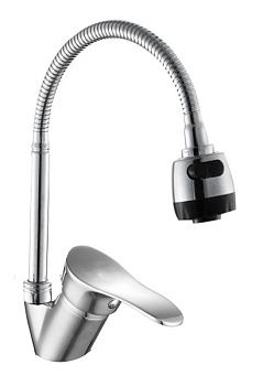 Смеситель для кухни AQUATTRO Q01-3050 одноруч, с гибк изл 24 см, шпил, б/подводки [1/10]