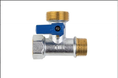 Кран трехходовой (стиральной машины) TIM DN-15 НхНхВ(MMF 1/2"x3/4"x1/2"), руч, никель[1/60]