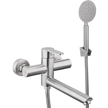 Смеситель для ванны OKATANA OK01-0009 одноруч, с корот изливом 25см, переключ, нерж [1/10]