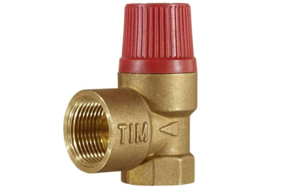 Клапан предохранительный мембранный, TIM, ВР(F), 1/2", 1,5 атм, красный, латунь[10/60]