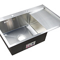 Мойка нержавеющая врезная OKATANA с сушилкой справа,квадрат,сатин