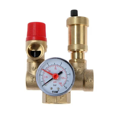 Группа безопасности, TIM, ВР(F), 3/4", 3 атм, под расшир бак, компакт, латунь[1/18]