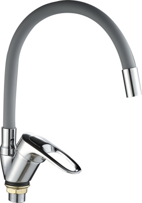Смеситель для кухни AQUATTRO Q01-3155 одноруч, с гибким изл 16 см, без подводки, серый [1/10]